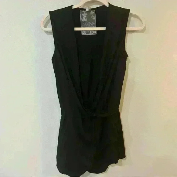 Young Fabulous & Broke Deep V-Neck Black Romper - Picture 1 of 6